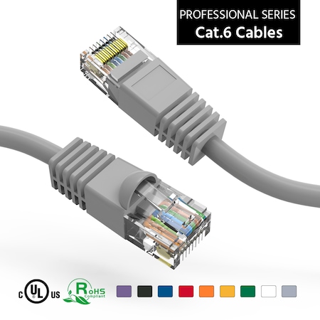 CAT6 UTP Ethernet Network Booted Cable- 7Ft- Gray